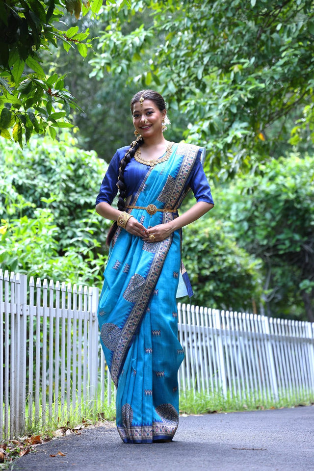 Blue Woven Art Silk Saree (Eth_SR_69)