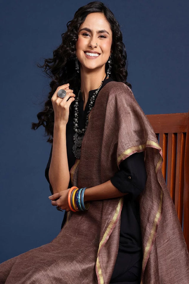 Women's Brown Silk Blend Dupatta (VMMNNB3I1812)