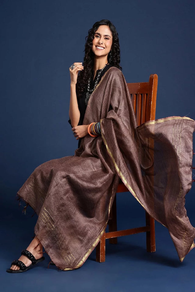 Women's Brown Silk Blend Dupatta (VMMNNB3I1812)