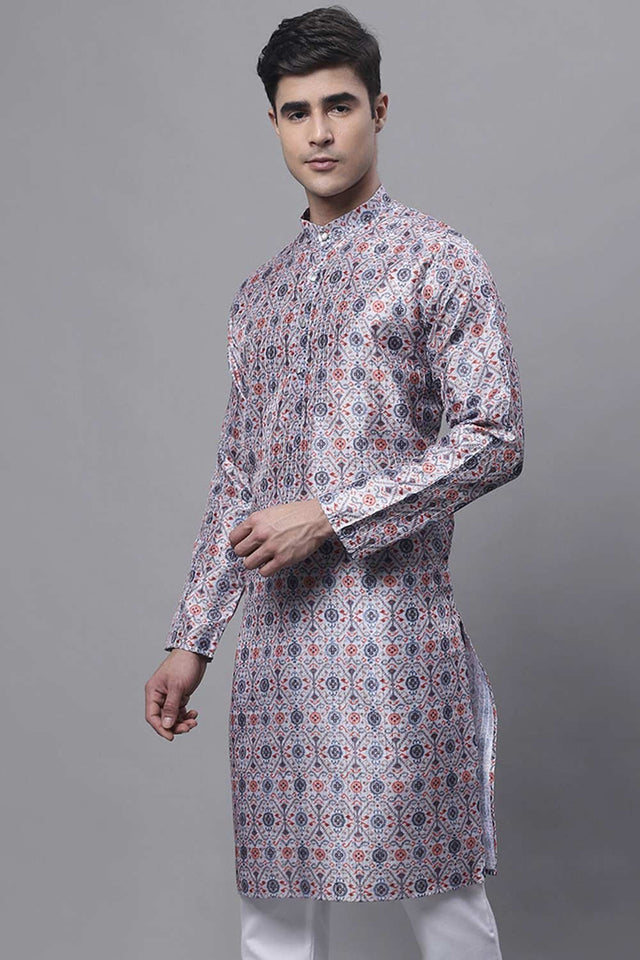 Men's Blue Digital Printed Kurta