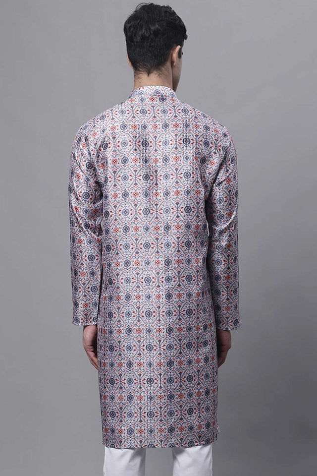 Men's Blue Digital Printed Kurta