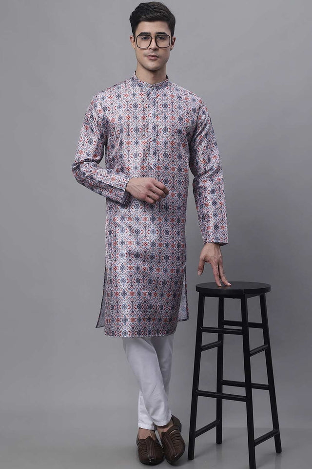 Men's Blue Digital Printed Kurta