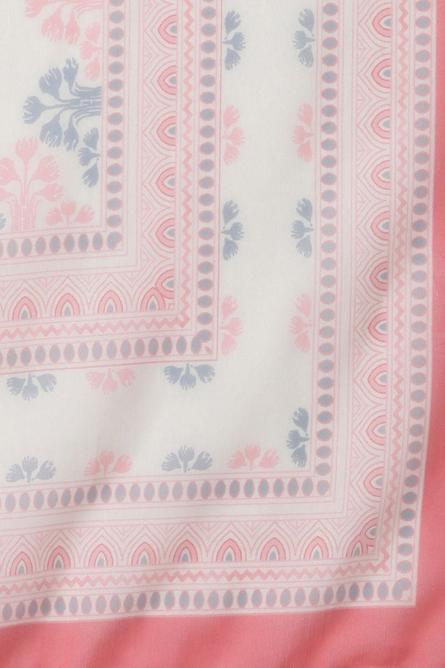 Peach Polyester Ethnic Motifs Straight Suit Set