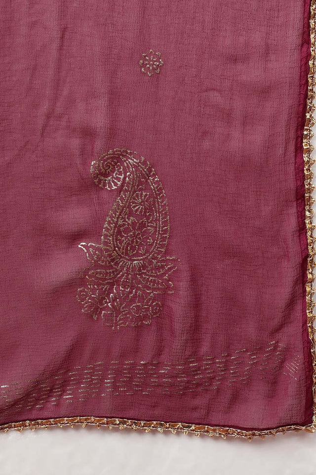 Burgundy Silk Blend Anarkali Suit Set