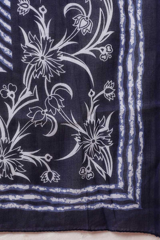 Navy Blue Rayon Blend Kurti Pant Set