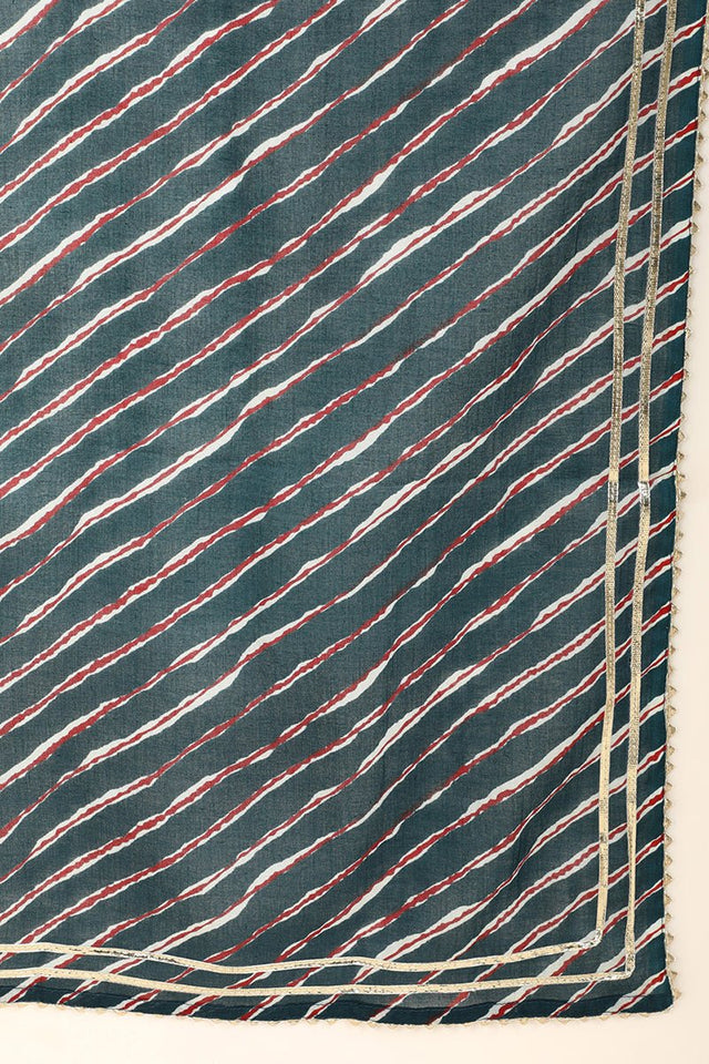 White Cotton Straight Kurta Pant With Dupatta Set