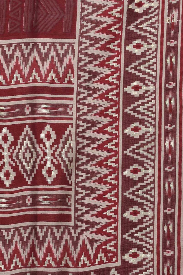 Maroon Silk Blend Geometric Straight Kurti Pant Set