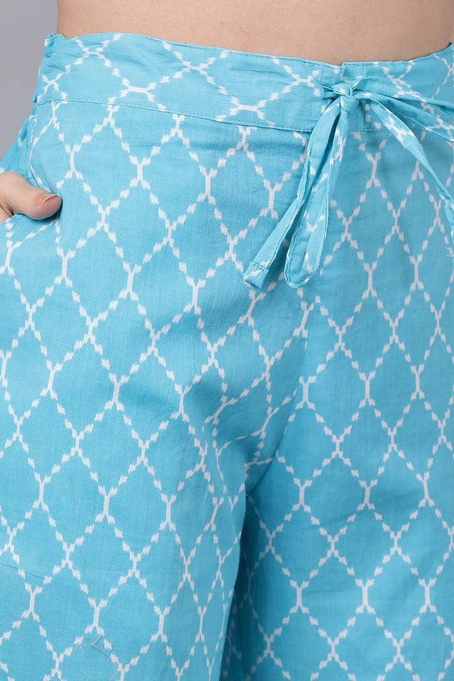 Lime Green Printed Rayon Blend Kurti Palazzo With Dupatta