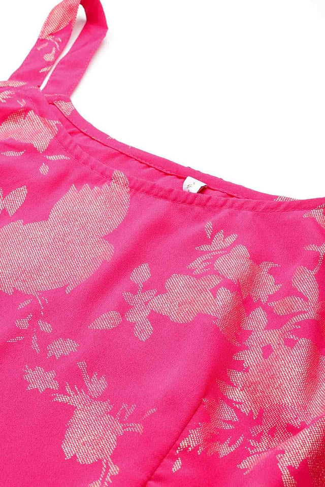 Women's Pink Crepe Printed Co-Ord Set