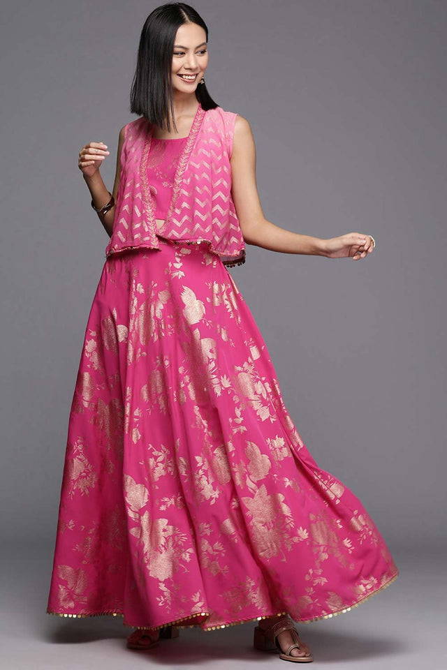 Women's Pink Crepe Printed Co-Ord Set