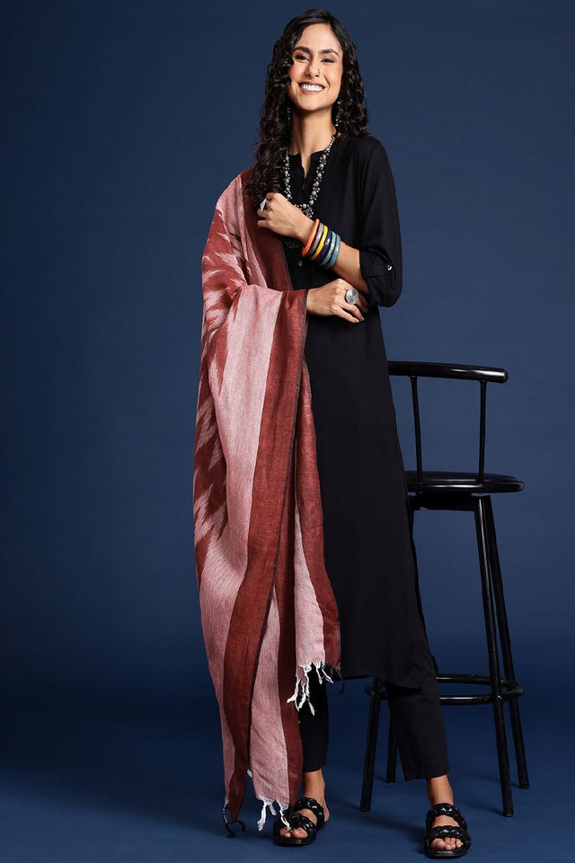 Women's Maroon Silk Blend Dupatta