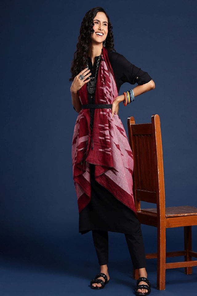 Women's Maroon Silk Blend Dupatta