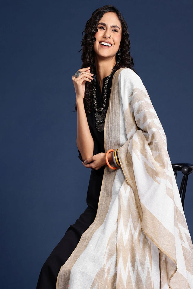 Women's White Silk Blend Dupatta