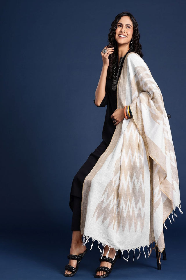 Women's White Silk Blend Dupatta