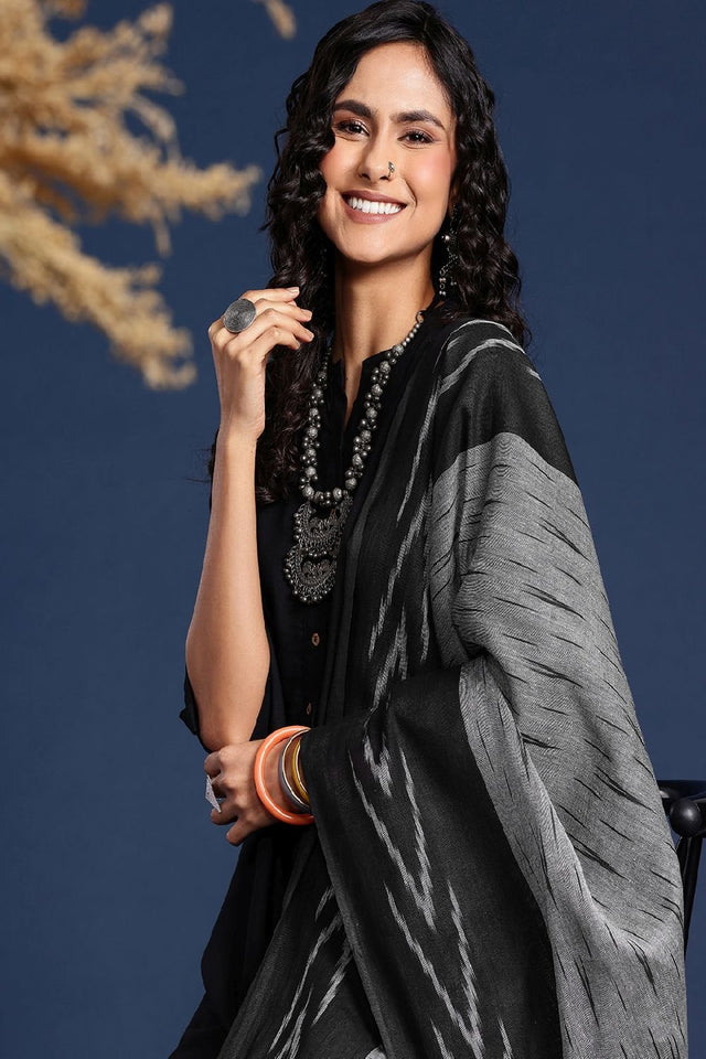 Women's Black Silk Blend Dupatta