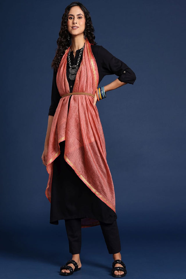 Women's Red Silk Blend Dupatta