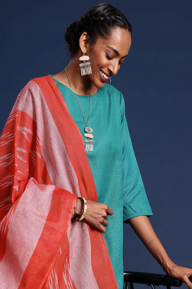 Women's Red Silk Blend Dupatta