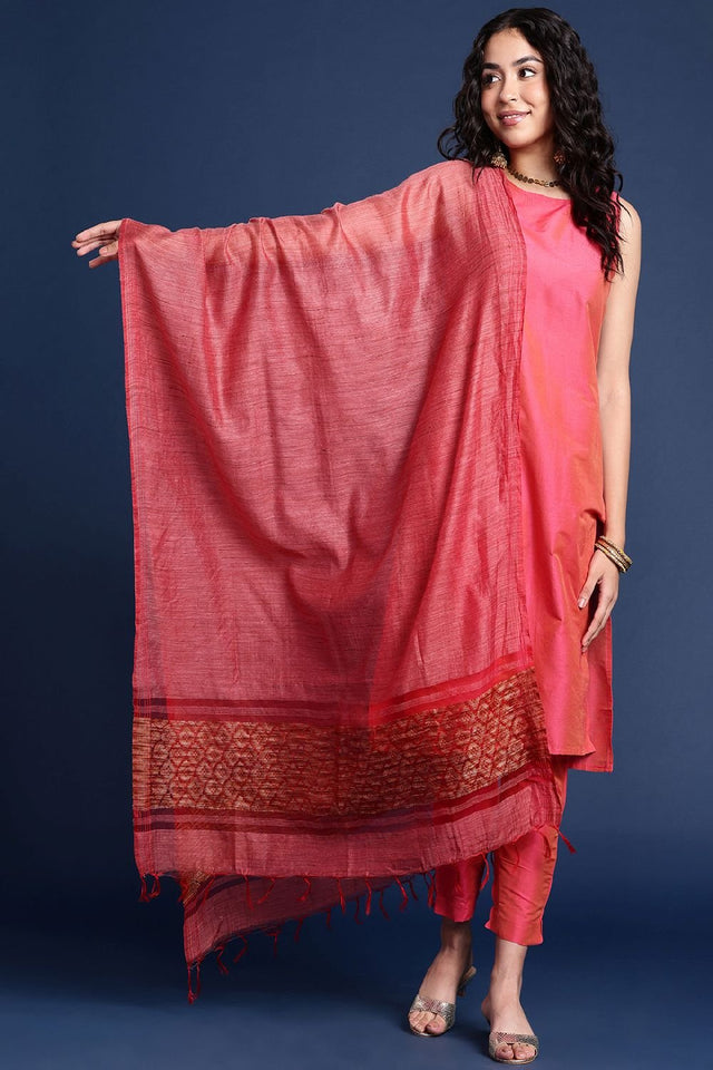 Women's Red Silk Blend Dupatta