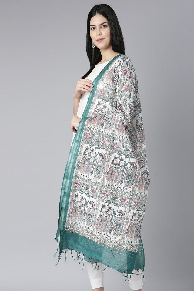 Women's Green Silk Blend Dupatta (DMMGIC3K1892)