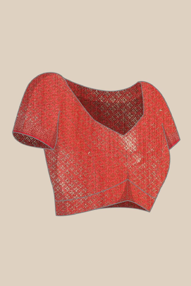 Orange Silk Blend Saree