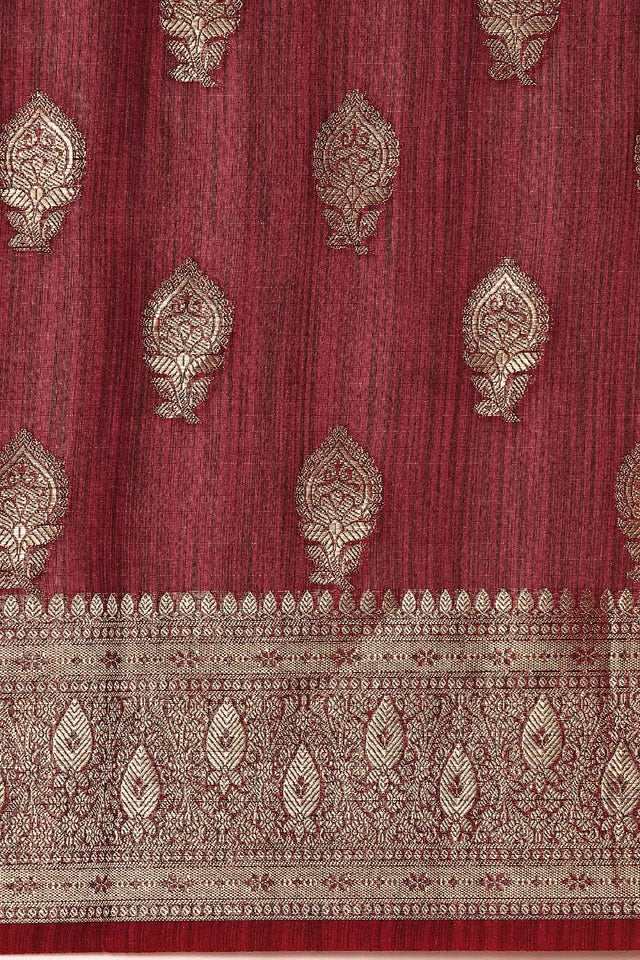 Maroon Silk Blend Saree
