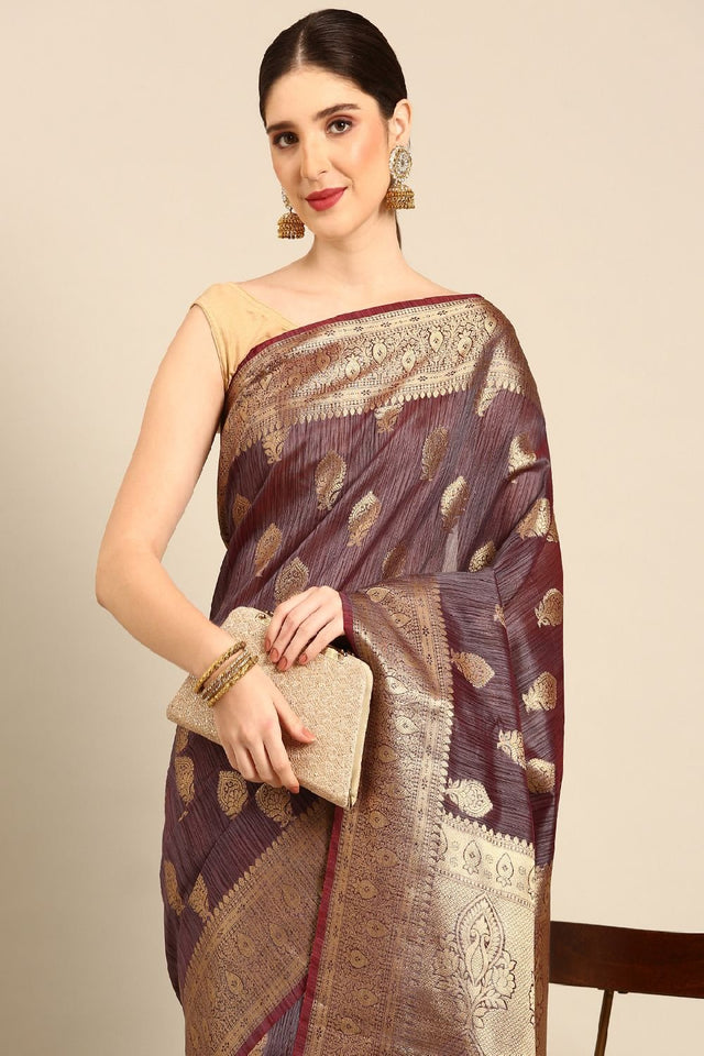 Burgundy Silk Blend Saree