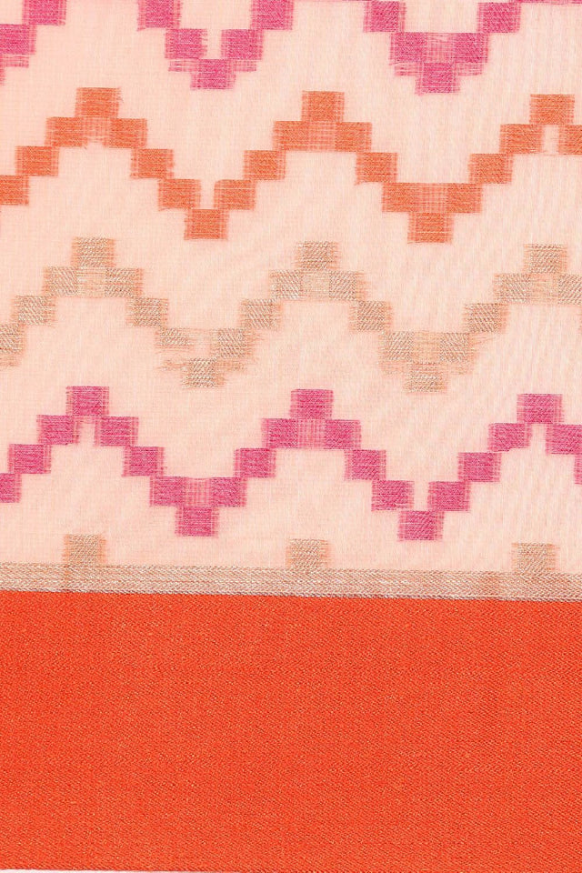 Peach Silk Blend Saree