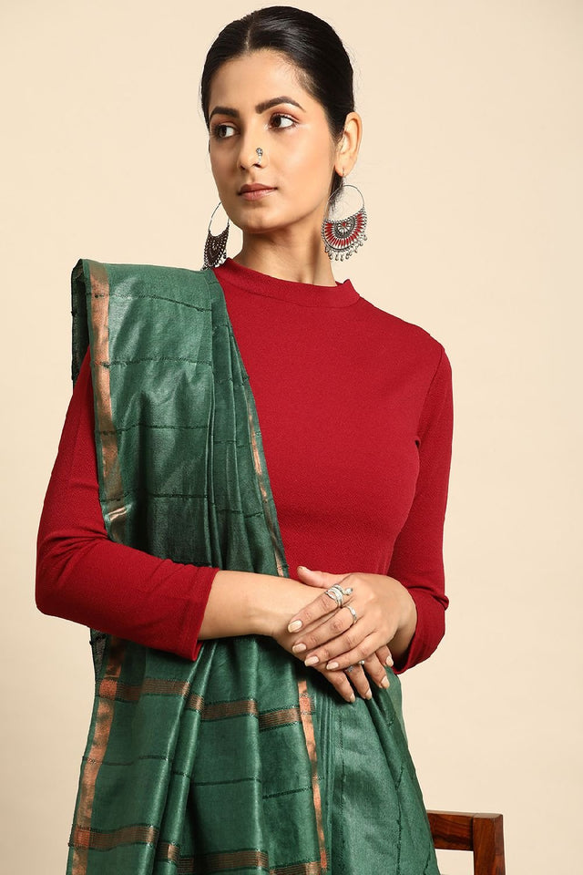 Green Silk Blend Saree