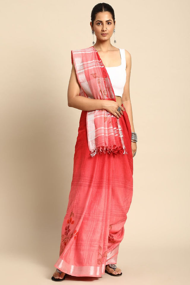 Red Cotton Saree