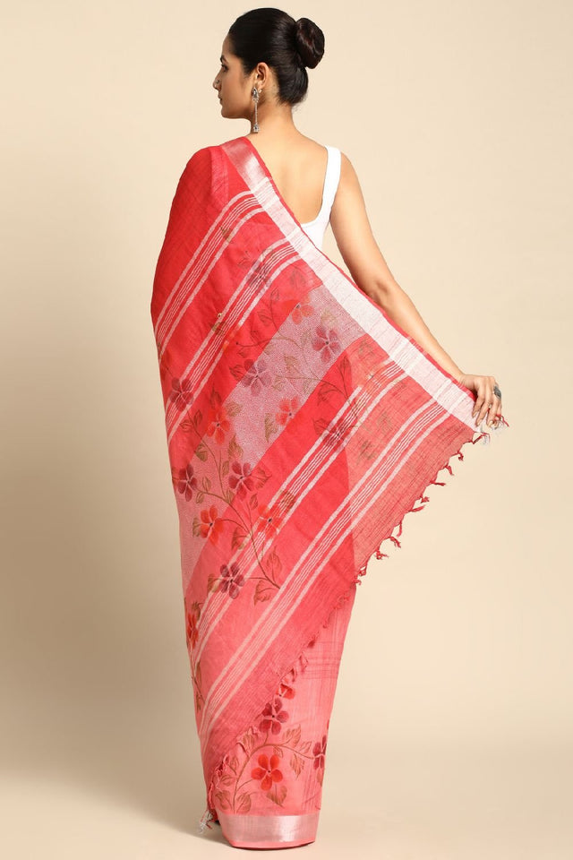 Red Cotton Saree