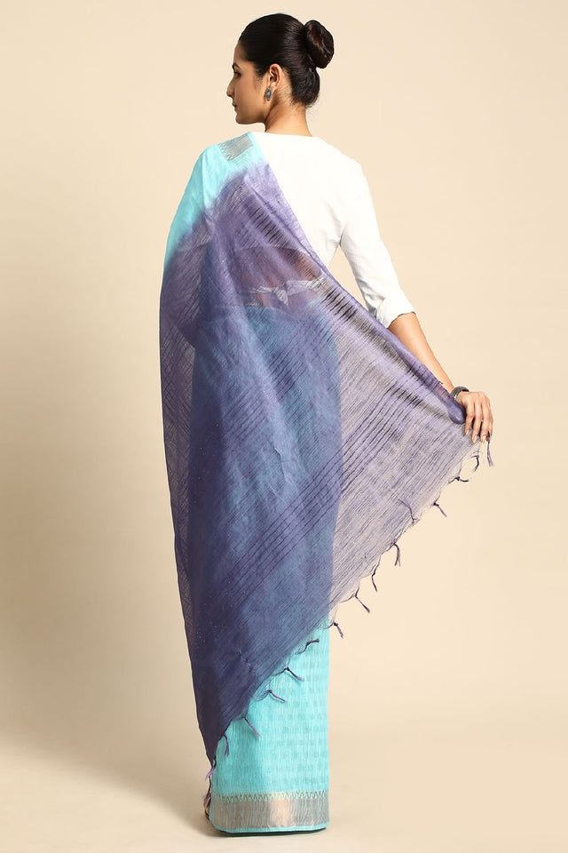Blue Silk Blend Saree