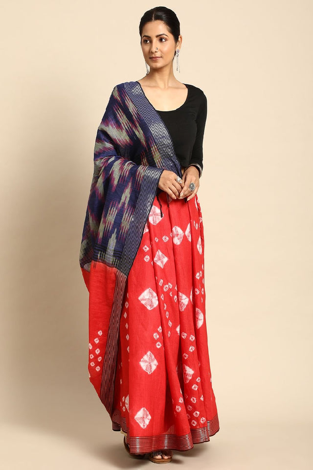 Red Cotton Saree (TRCRIF3I1739)