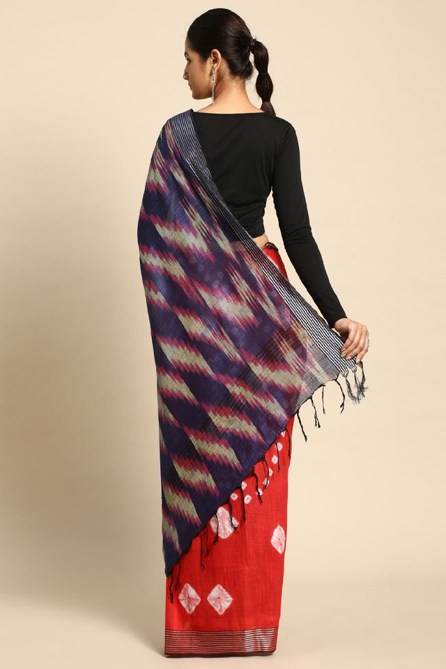 Red Cotton Saree (TRCRIF3I1739)