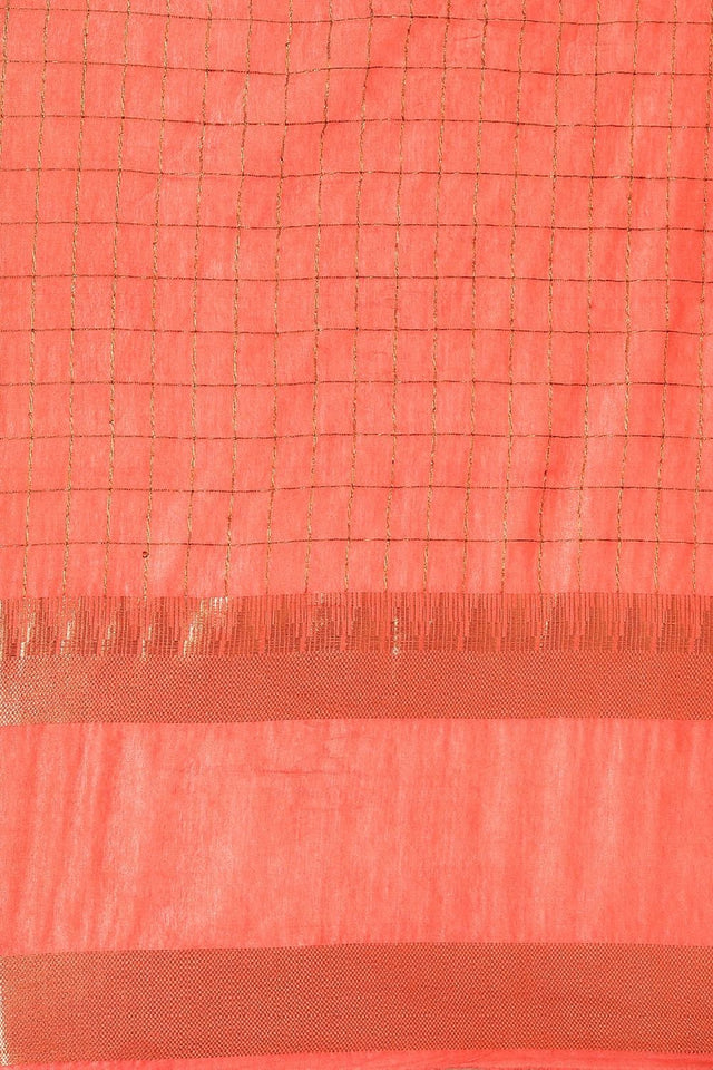 Orange Silk Blend Saree