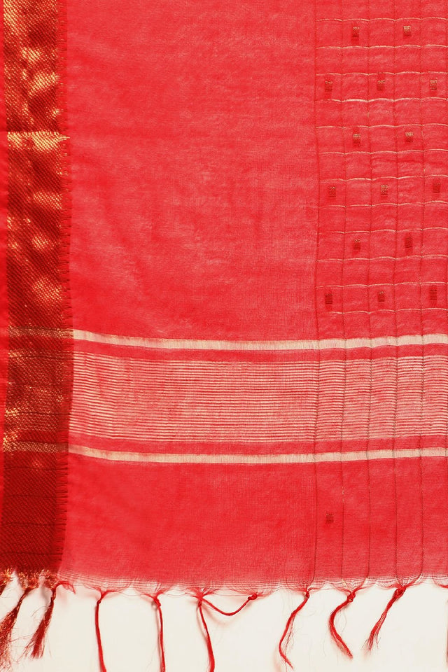 Red Silk Blend Saree
