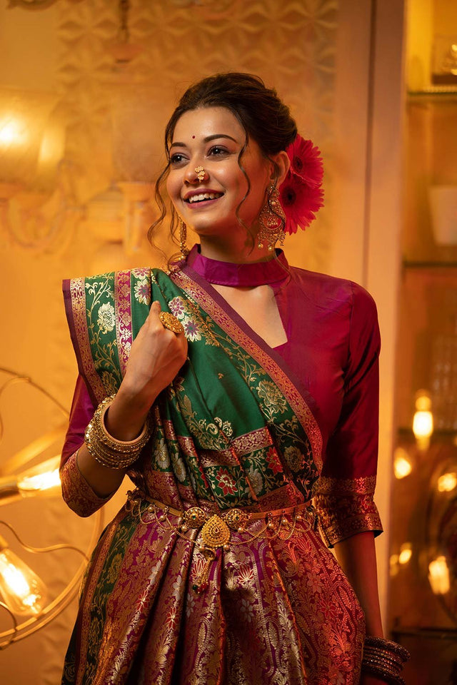 Green Banarasi Silk Weaving Saree