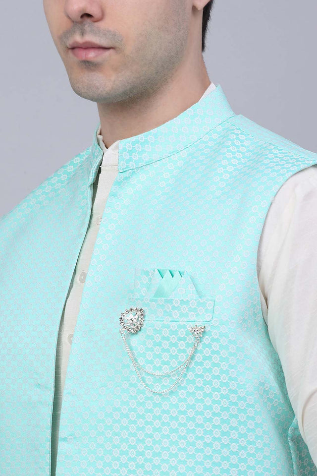 Men's Sky Solid Kurta Pajama With Jacket