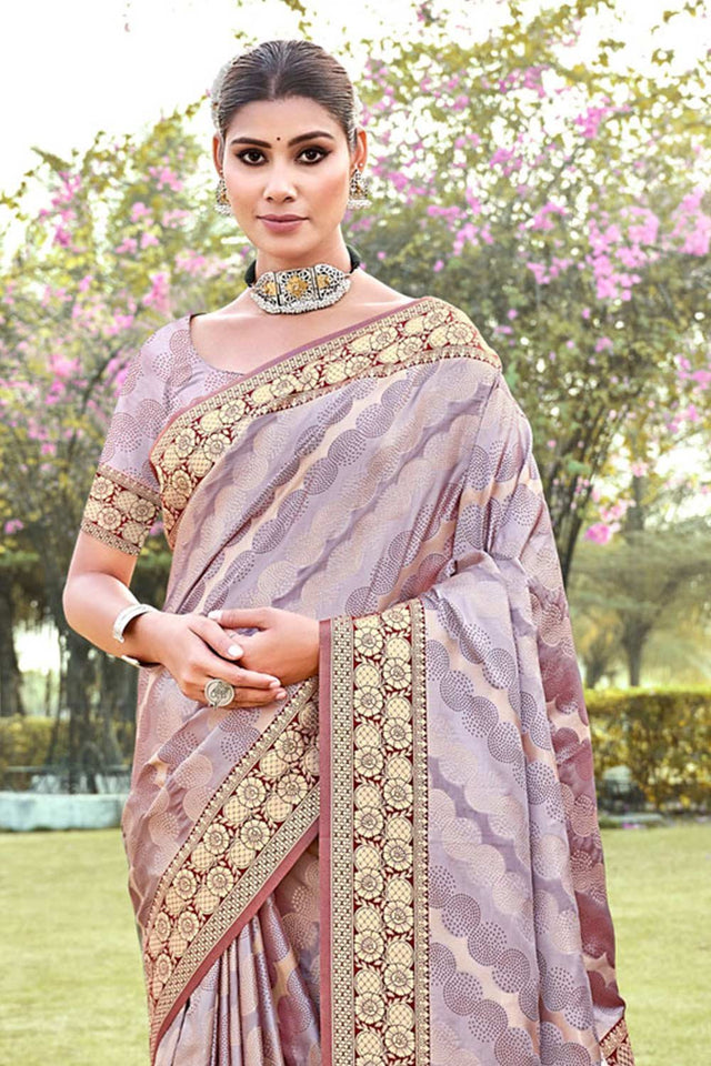 Purple Silk Woven Saree