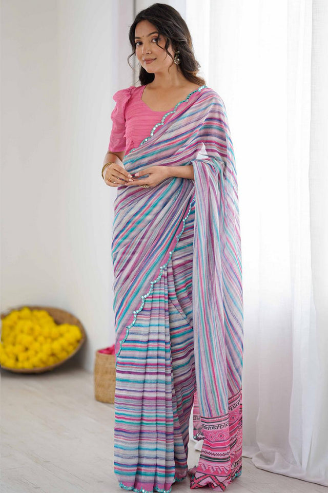 Multi Color Printed Georgette Saree