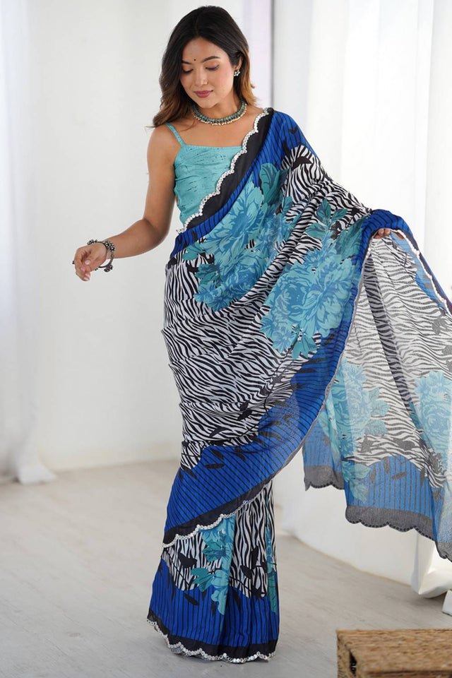 Multi Color Printed Art Silk Saree