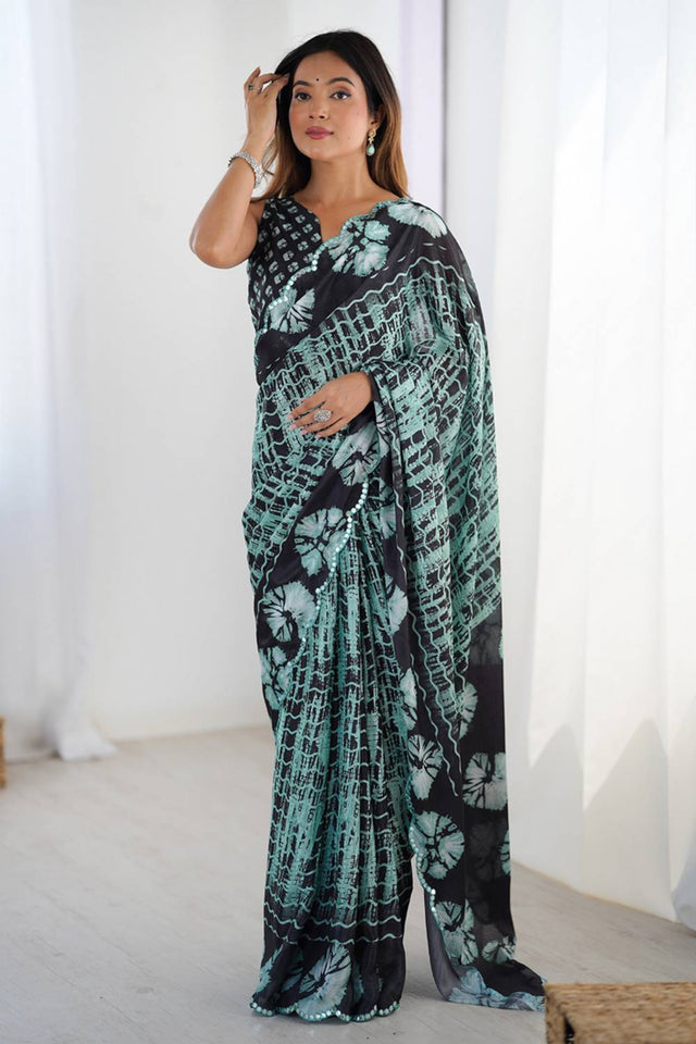 Multi Color Printed Art Silk Saree