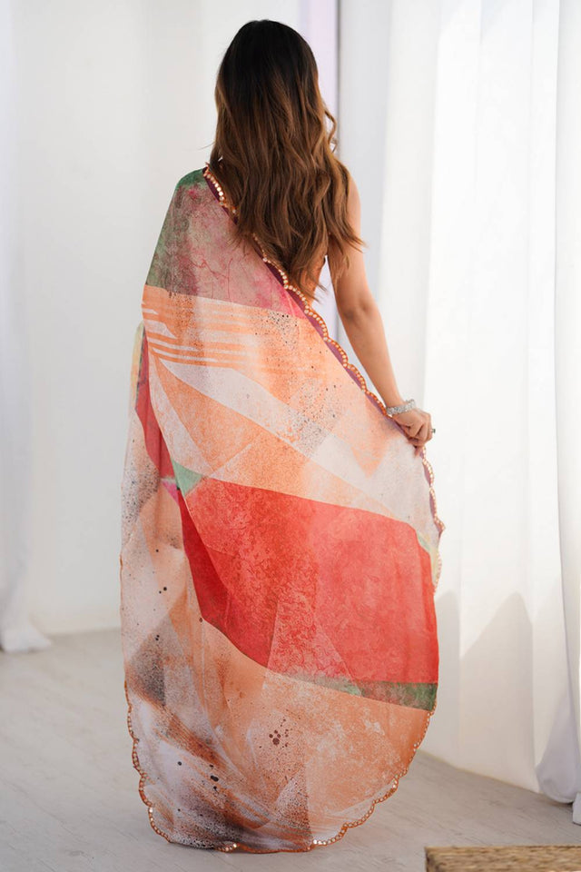 Multi Color Printed Art Silk Saree