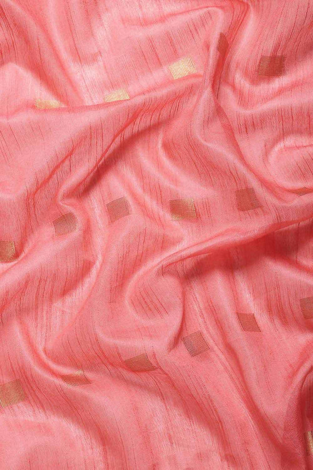 Peach Silk Blend Bhagalpuri Woven Design Saree