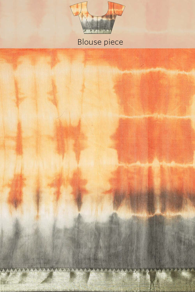 Orange Pure Silk Bhagalpuri Tie And Dye Saree