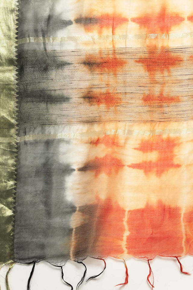 Orange Pure Silk Bhagalpuri Tie And Dye Saree
