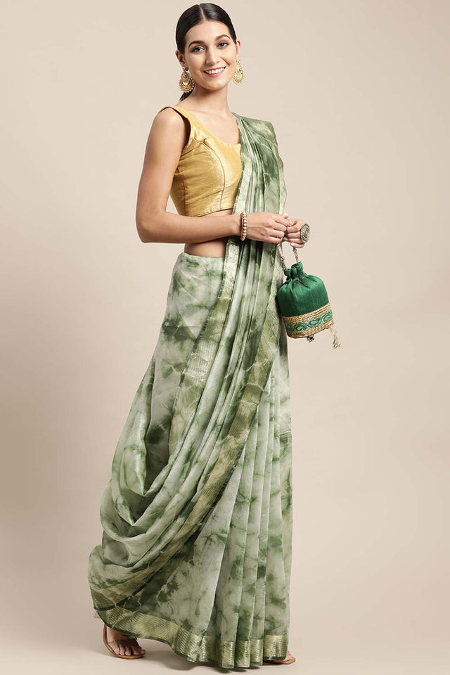 Green Pure Silk Bhagalpuri Tie And Dye Saree