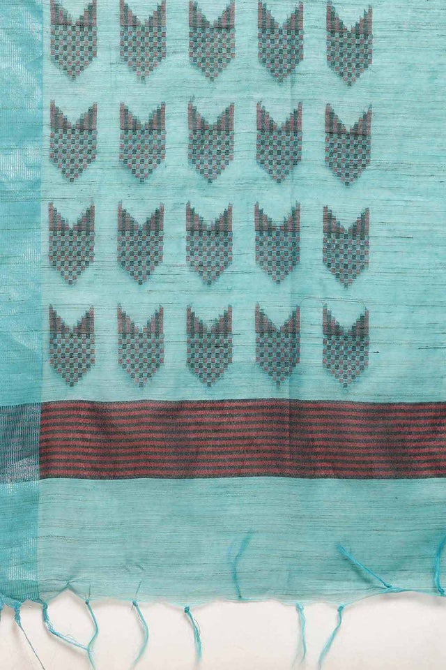 Blue Silk Blend Bhagalpuri Woven Design Saree