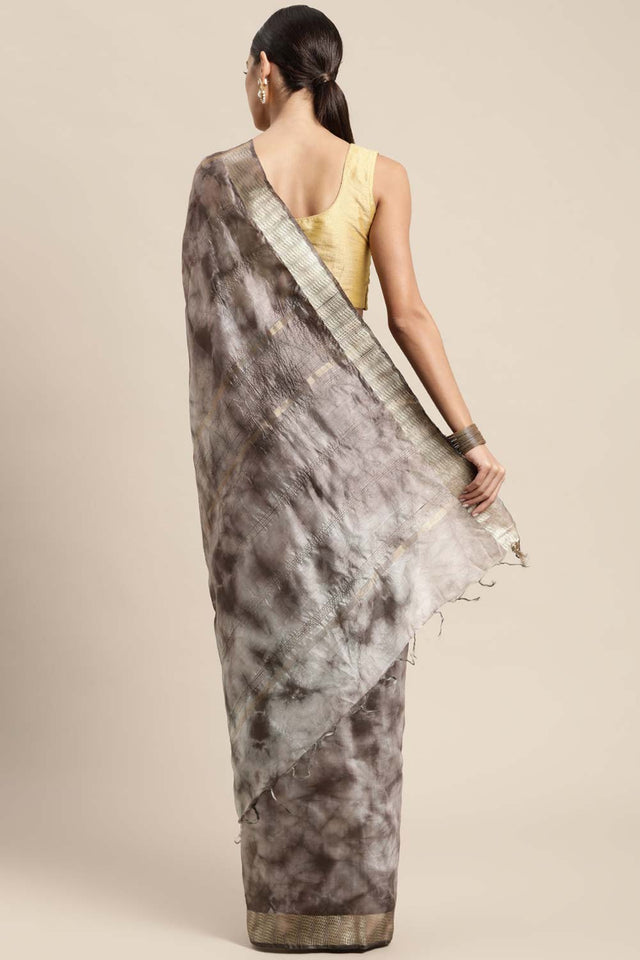 Brown Pure Silk Bhagalpuri Tie And Dye Saree