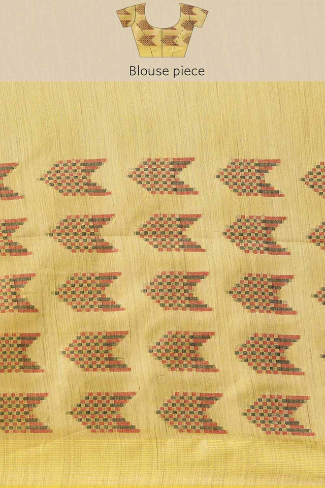 Yellow Silk Blend Bhagalpuri Woven Design Saree