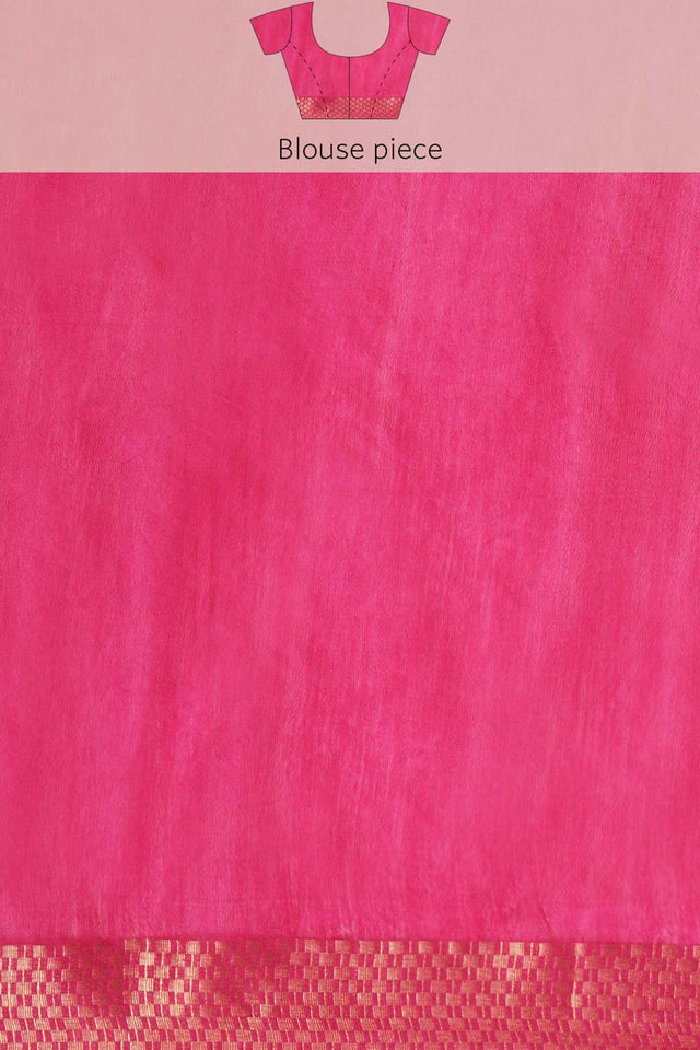 Pink Silk Blend Bhagalpuri Woven Design Saree